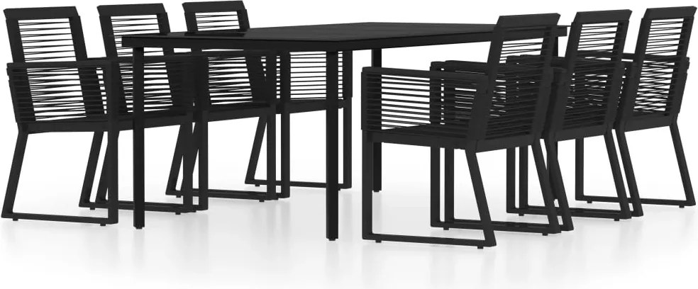 vidaXL Set de mobilier pentru grădină, 7 piese, negru