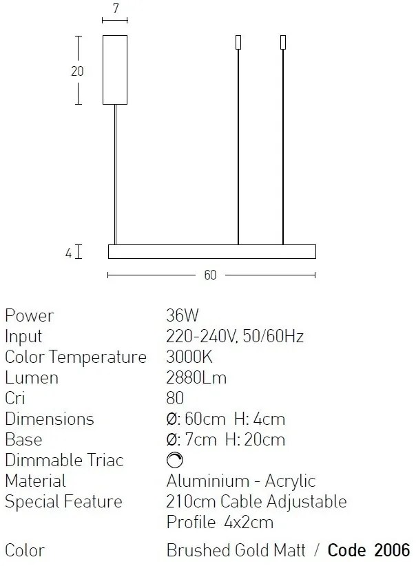 Lustra LED design modern circular ROTUNDA 60cm