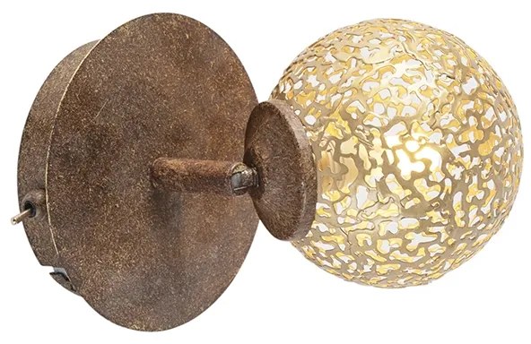 Aplică de perete maro ruginit reglabilă cu întrerupător - Kreta