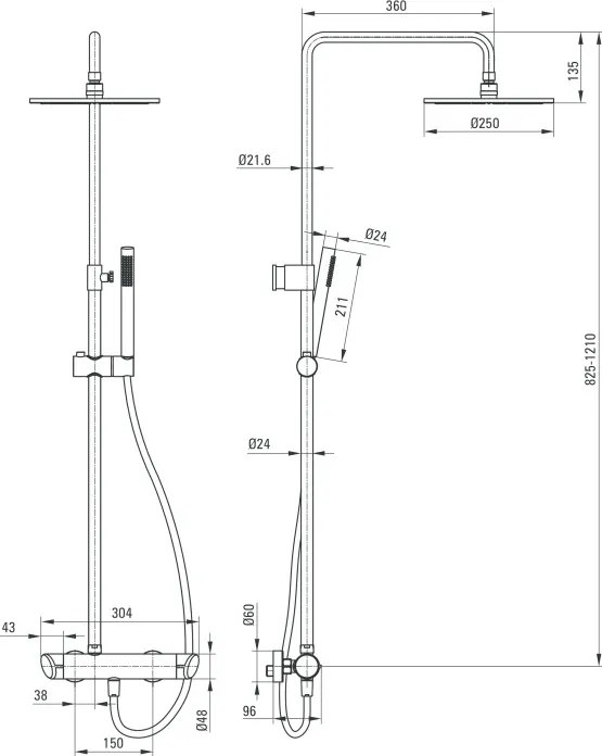 Cascada Arnika Titanium set de dus cu baterie, para de dus si dispersor fix forma rotunda finisaj antracit NACD1QK