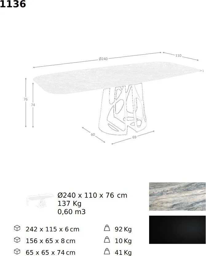 Masa deosebita design LUX Oval Barrel 240x110cm