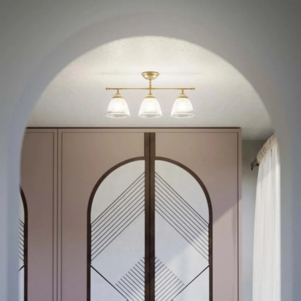 Lustra stil neoclasic din alama si sticla Elide