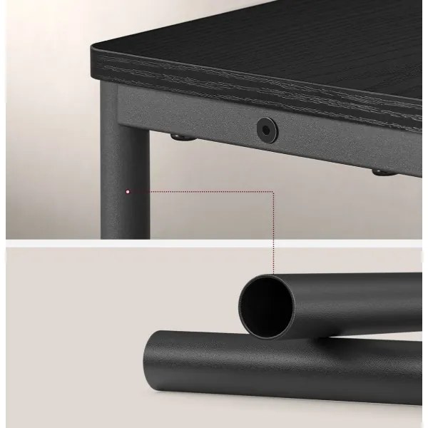 Masă laterală ROD, neagră, cu priză încorporată și porturi USB