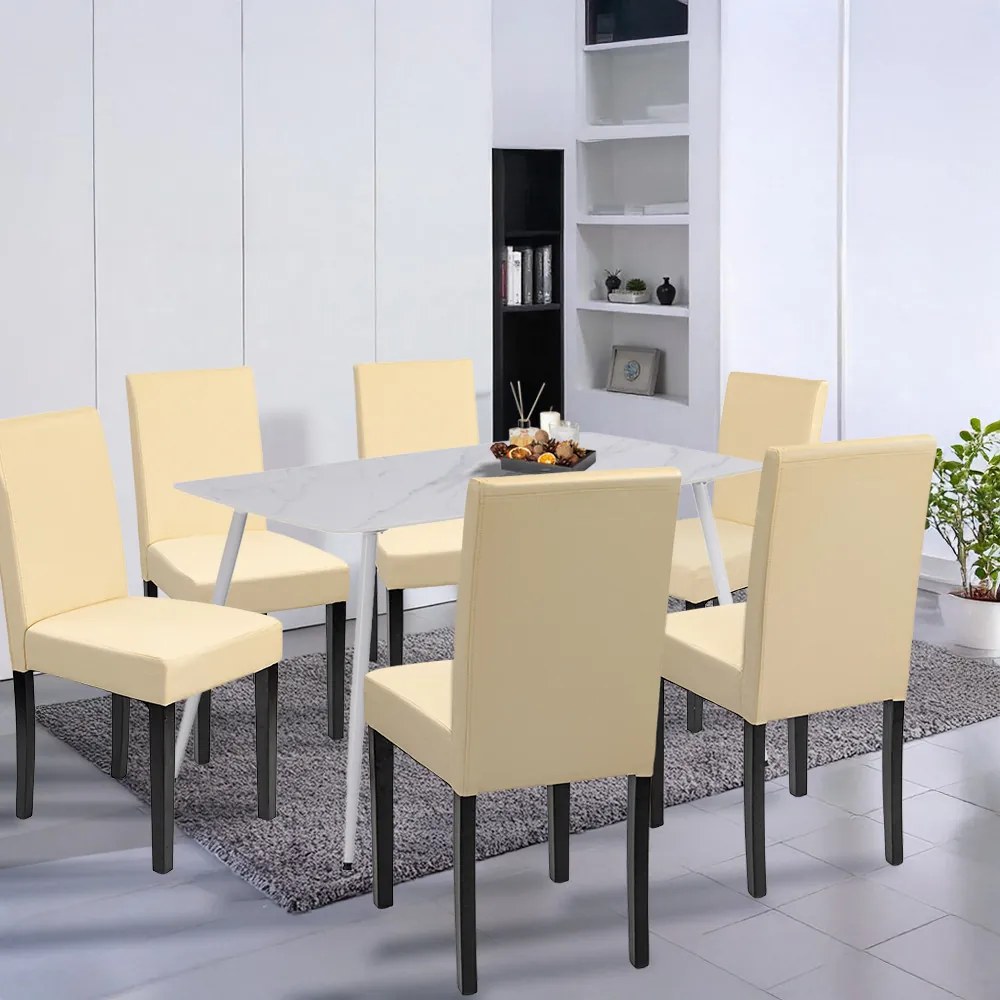 Set de masă Megan 6+1 alb-bej