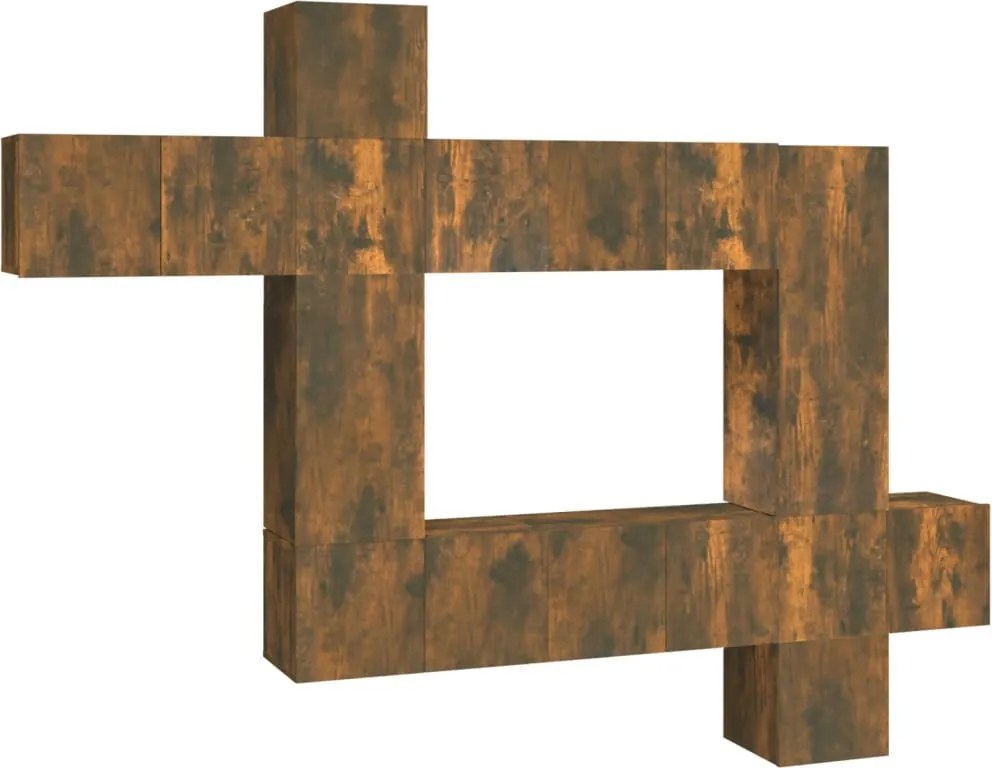 vidaXL Set dulapuri TV, 10 piese, stejar fumuriu, lemn prelucrat