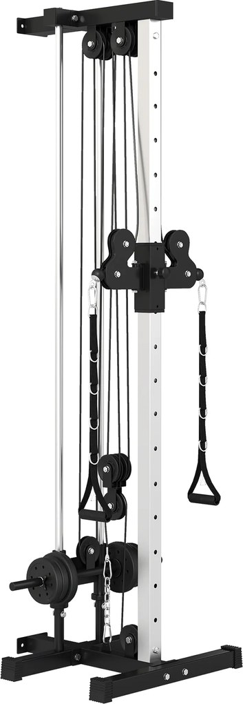 SPORTNOW Stație cu dublu scripete reglabilă în 15 poziții montare pe perete partea superioară a corpului, acasă, fitness, sală | Aosom Romania