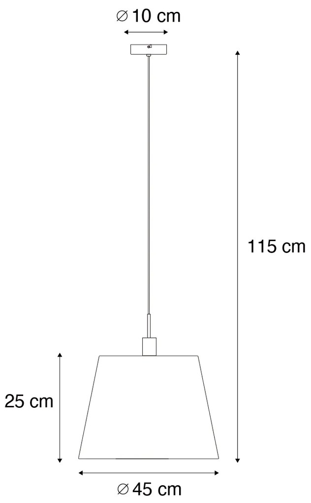 Lampă modernă cu pandantiv neagră cu abajur 45 cm taupe - Combi 1