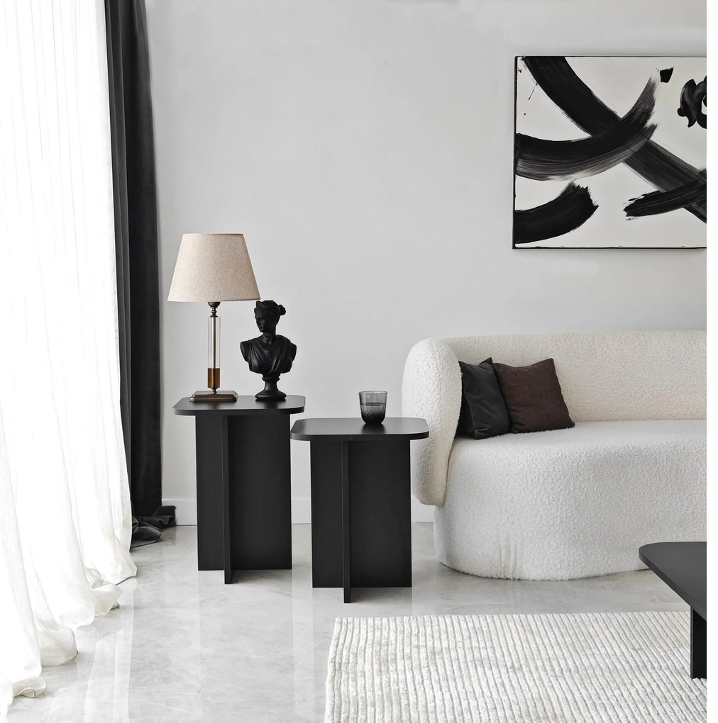 Set 2buc. măsuțe laterale Diveta (negru) . 1094794