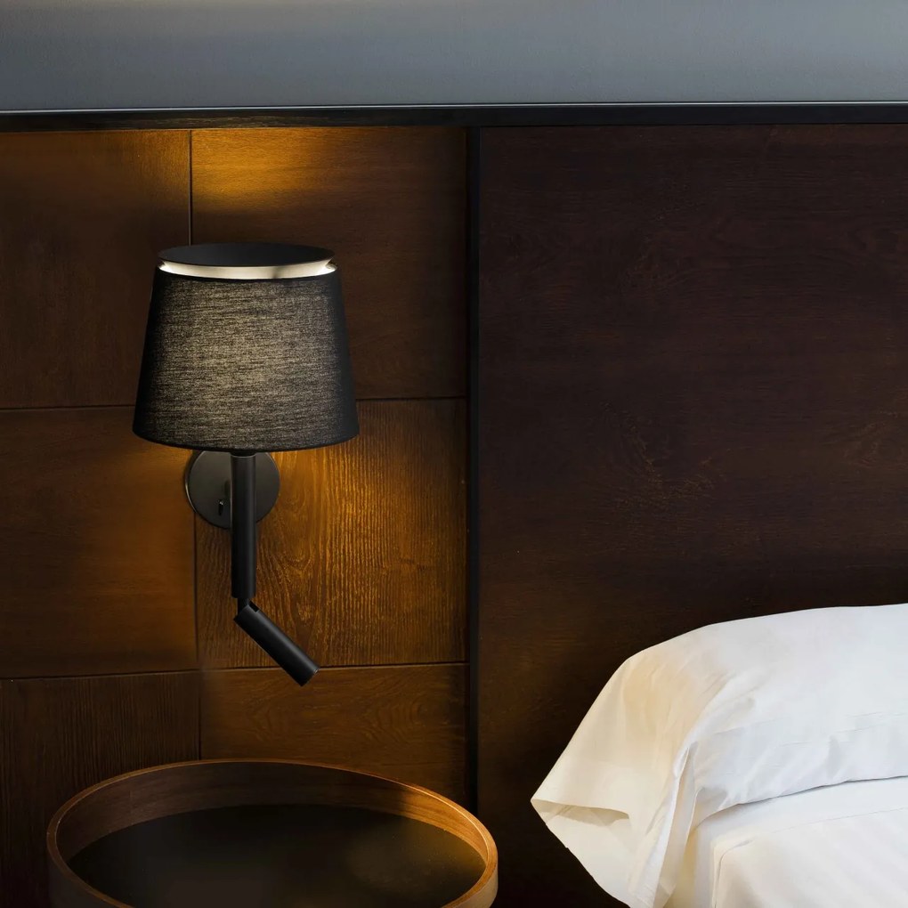 Aplica perete cu reader LED moderna design elegant SAVOY neagra