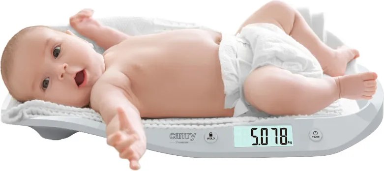 Cantar pentru bebelusi Camry CR 8185, Pana la 20 kg, Afisaj LCD, Functie HOLD, Tara, Auto-off, Alb