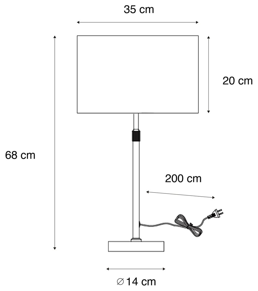 Lampă de masă neagră cu abajur din catifea taupe 35cm - Parte