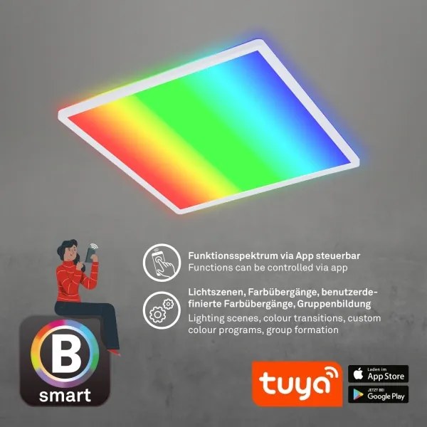 Briloner 7491-016-LED RGBW Lampă de tavan reglabilă SMART LED/22W/230V, 4000K + telecomandă, Wi‑Fi Tuya