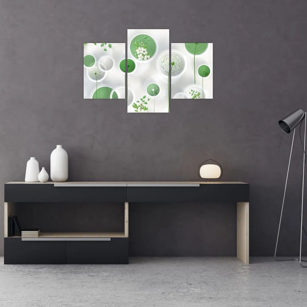 Tablou - Flori în cercuri (90x60 cm)