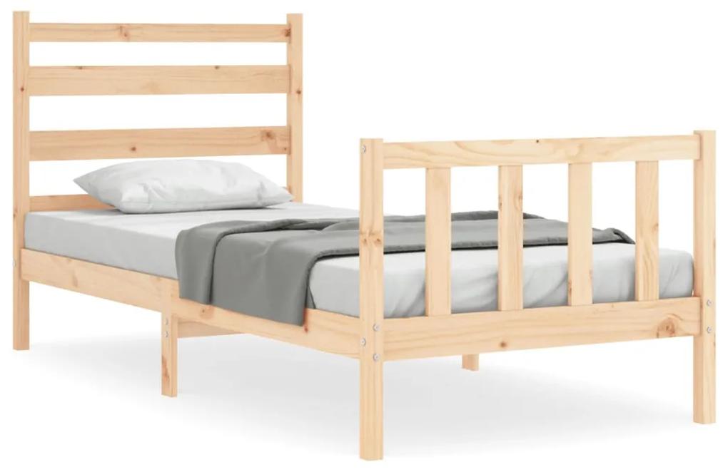 3191996 vidaXL Cadru de pat cu tăblie single mic, lemn masiv
