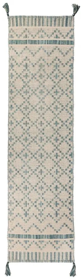 Covor din bumbac Flair Rugs Leela, 60 x 200 cm, bej - albastru