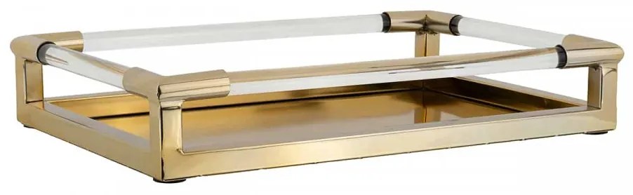 Tava patrata pentru servire din sticla caydon, gold, 8x46.5x31 cm