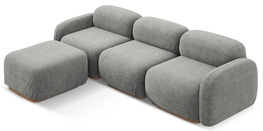 Colțar modular gri cu tapițerie din țesătură bouclé Ailani – Makamii