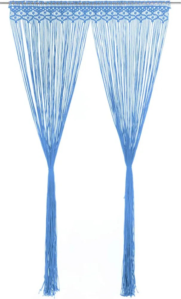 vidaXL Perdea macrame, albastru, 140 x 240 cm, bumbac