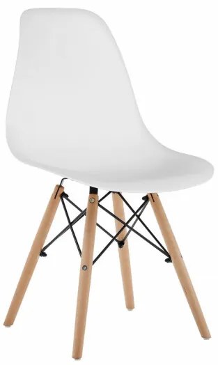 Set 4 scaune pentru living si bucatarie HouseXL™ Designer Chair, Pentru casa si gradina, Design ergonomic, Picioare din Lemn Masiv, Max 100 kg, Alb