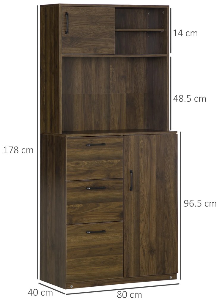 Dulap Modern HOMCOM cu 3 Sertare si Dulapioare din lemn, 80x40x178 cm | Aosom Romania