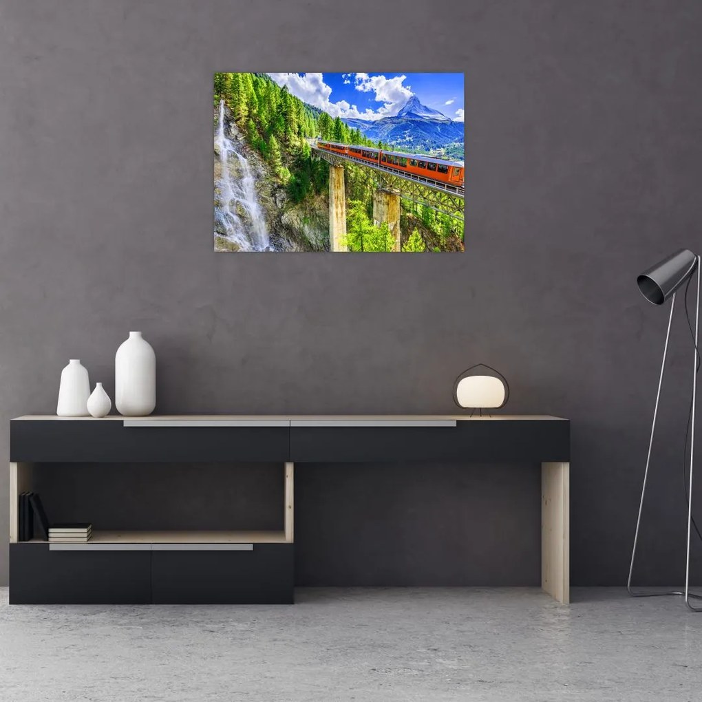 Tablou pe sticlă - Matterhorn, Zermatt, Valais, Elveția (70x50 cm)