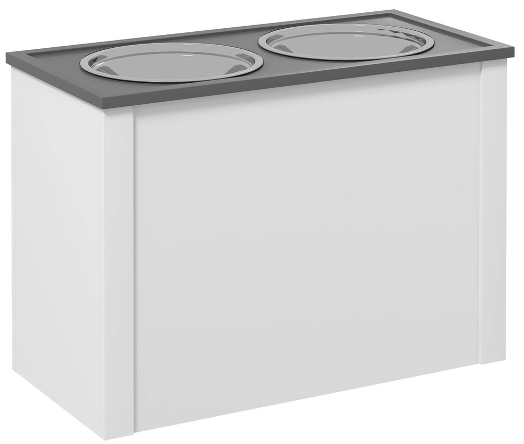 PawHut Bol inalt pentru caini cu 2 boluri din otel inoxidabil detasabile, dim. 60L x 30l x 42H cm | Aosom Romania