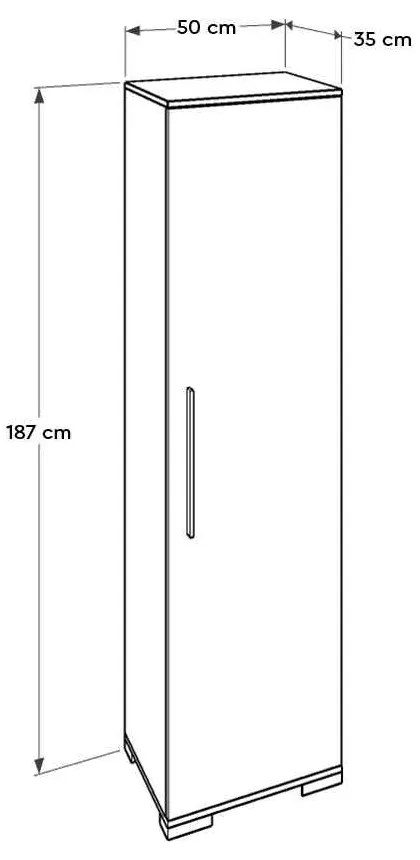Dulap Multifunctional Adore Diamond, 8 rafturi, Usa reversibila, Alb 50 x 187 x 35 cm