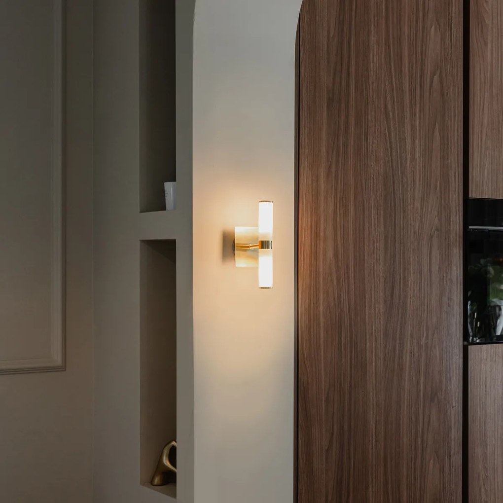 Lampă de perete inteligentă pentru baie, aurie, IP44, cu 2 lumini, incluzând 2 Wifi G9 - Bath