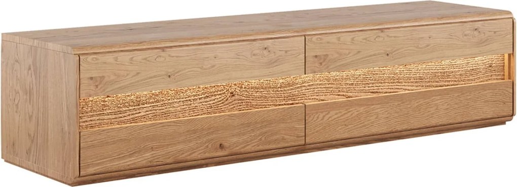 Comodă TV stejar masiv Dominic, 184 × 44 × 48 cm