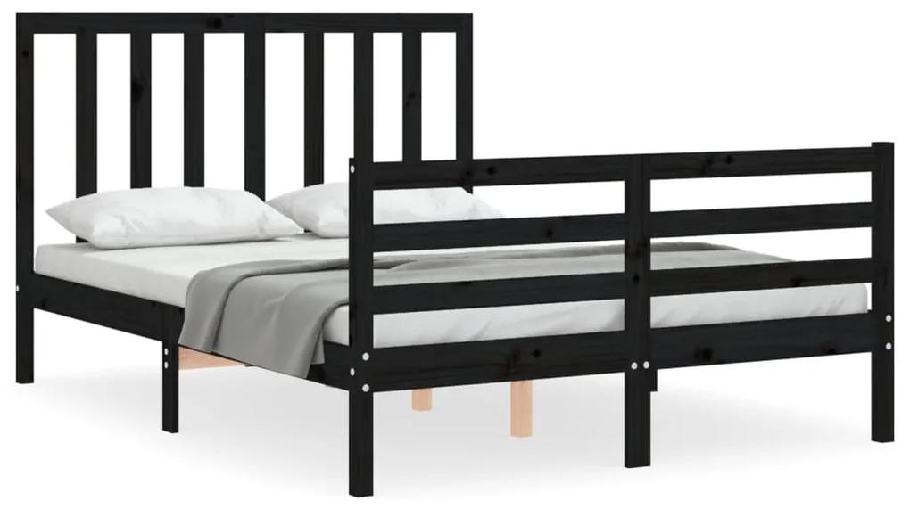 3193770 vidaXL Cadru de pat cu tăblie dublu, negru, lemn masiv