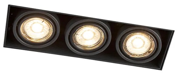 Set de 6 spoturi încastrate negre reglabile fără ramă cu 3 lumini - Oneon
