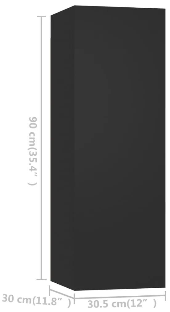 Set dulapuri TV, 10 piese, negru, PAL Negru, 60 x 30 x 30 cm, 1