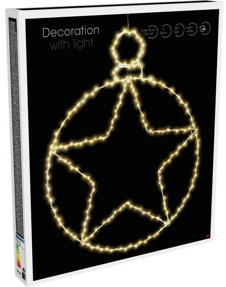 Crăciun agățat decorare cu LED-uri Kerstball Star236 LED, 48 cm