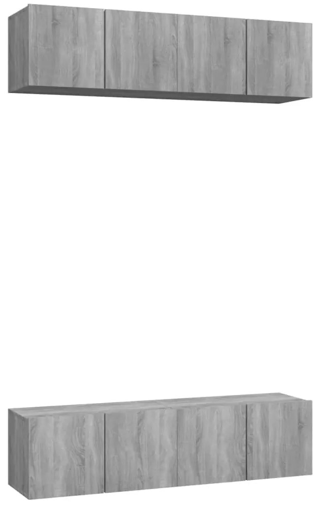 3120204 vidaXL Comode TV, 4 buc., gri sonoma, 60x30x30 cm, lemn prelucrat