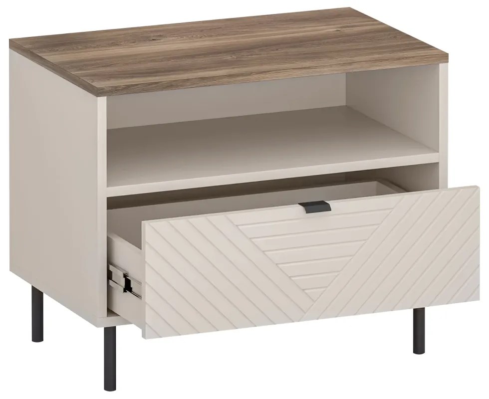 Noptieră EYCO 1S, cașmir/stejar castello