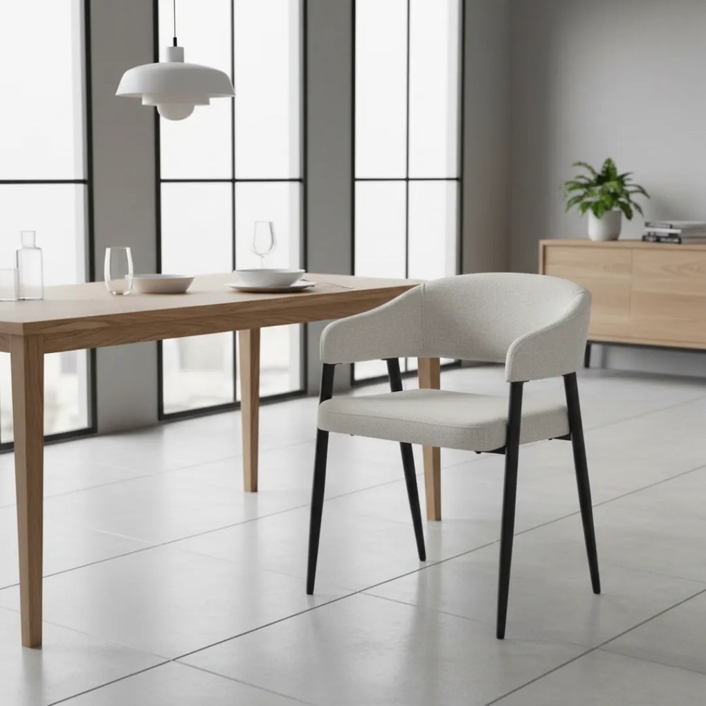 Fotoliu de sufragerie design, gri deschis/negru, NIZAR TYP 2