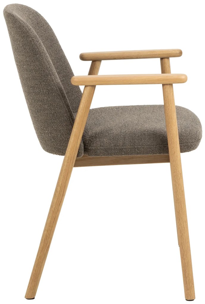 MAZZONI EXPORT RODERIC Maro Taupe (țesătură Monza 40)/cadru stejar uleiat - SCAUN DE LEMN BOUCLÉ PENTRU SUFRAGERIE LIVING BUCĂTĂRIE RETRO