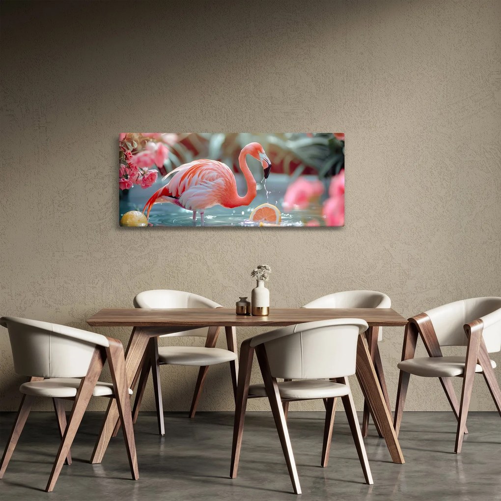 Tablou - Flamingo în iaz (120x50 cm)