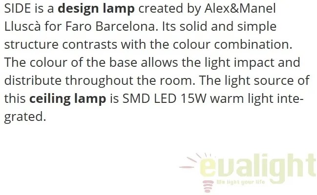 Plafoniera LED moderna SIDE 15W alb/nickel 62141