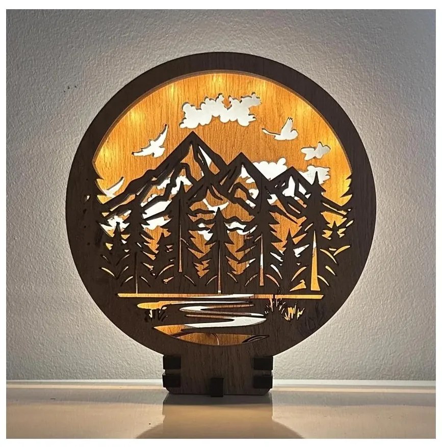 Li-Go 23583/DUB2 - Decorațiune de masă LED reglabilă, LED/12W/230V, 20x22 cm, finisaj stejar