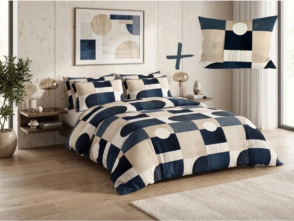 Set lenjerie de pat din polybumbac SOMVORA POLY colorata + husa de perna 50 x 70 cm GRATUIT