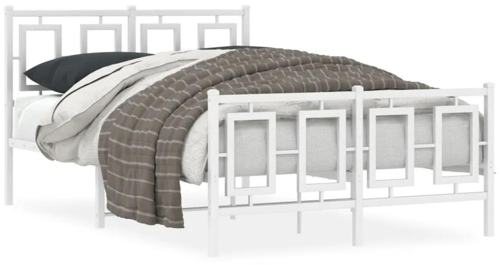 374305 vidaXL Cadru de pat metalic cu tăblie, alb, 120x190 cm