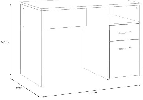 Birou URO, stejar Artisan/alb