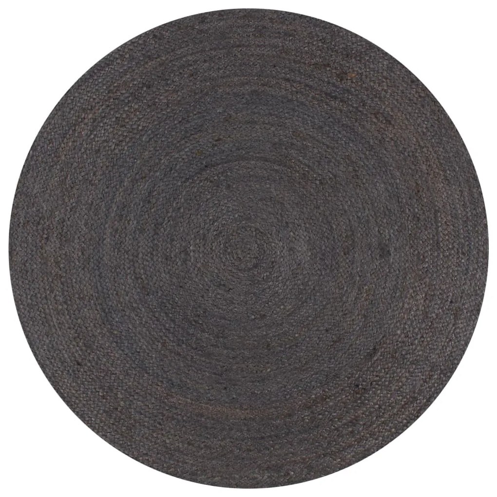 vidaXL Covor manual, gri închis, 150 cm, iută, rotund