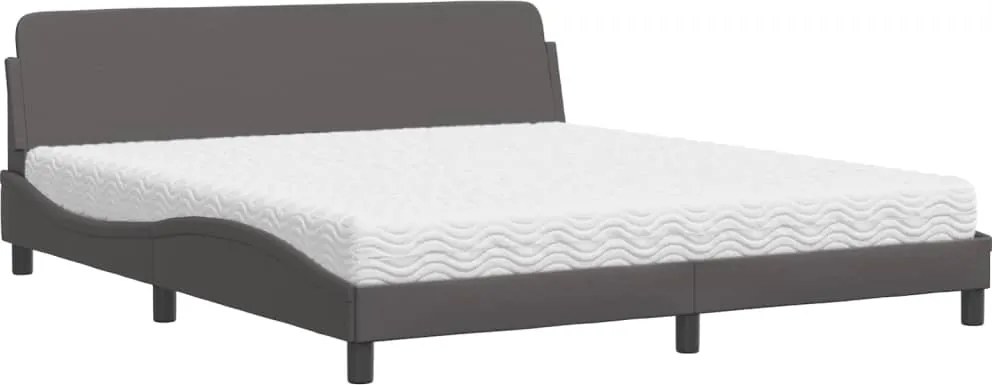 vidaXL Pat cu saltea, Dover, gri, 180x200 cm, piele ecologică