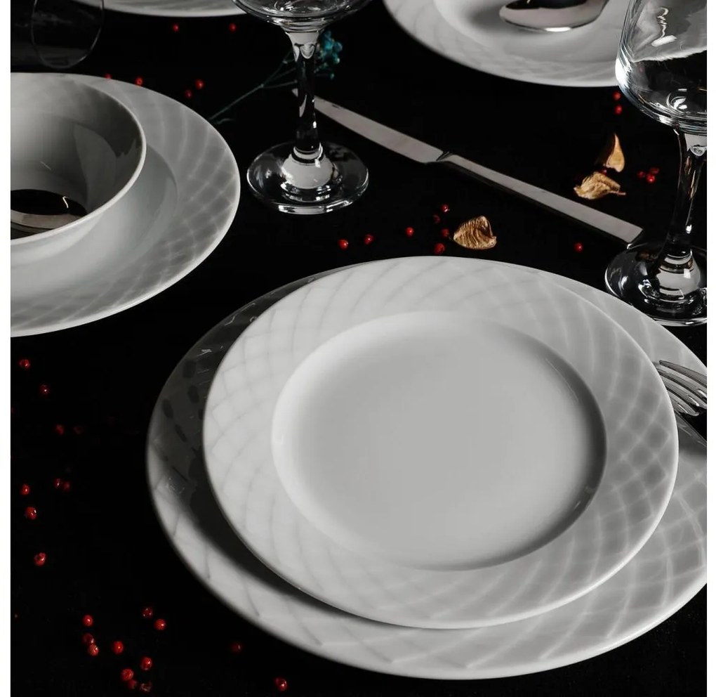 Set de veselă 24 piese alb/porțelan