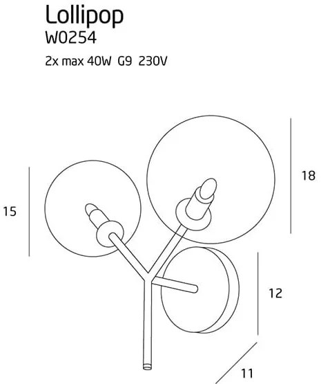 Aplica design industrial, minimalist Lollipop 2L alama W0254 MX