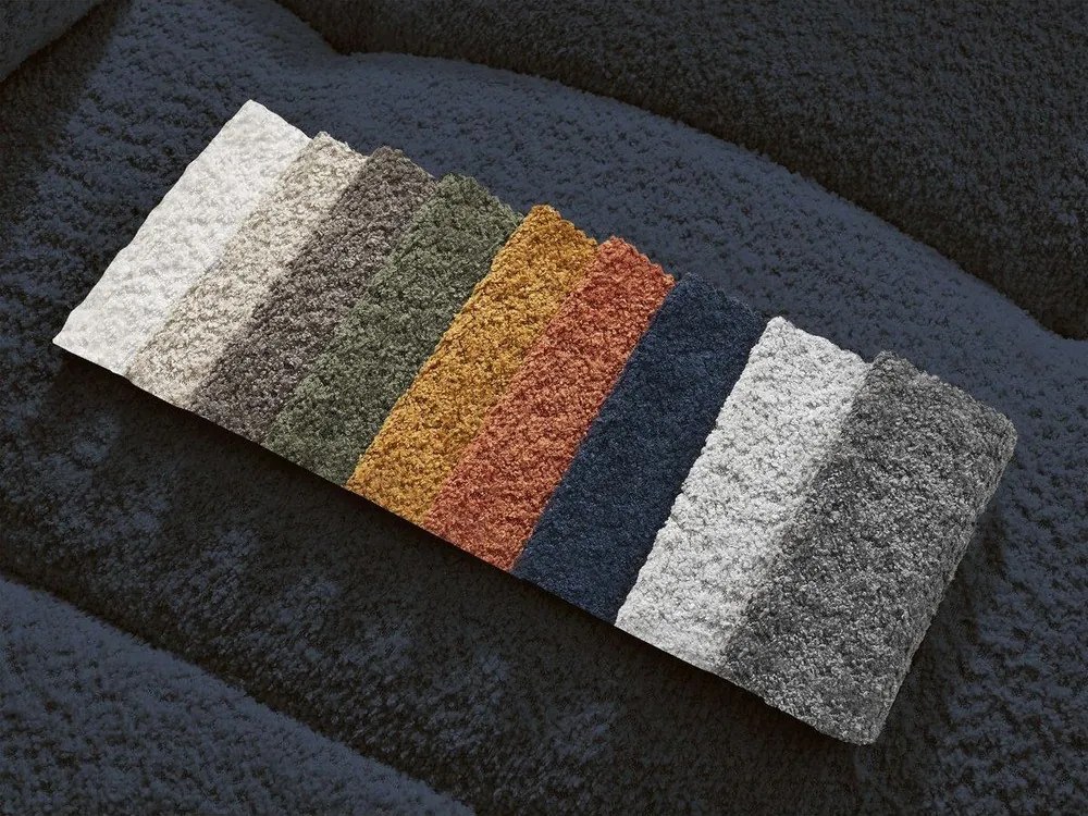 Taburet albastru cu tapițerie din țesătură bouclé Roxelane – Bobochic Paris