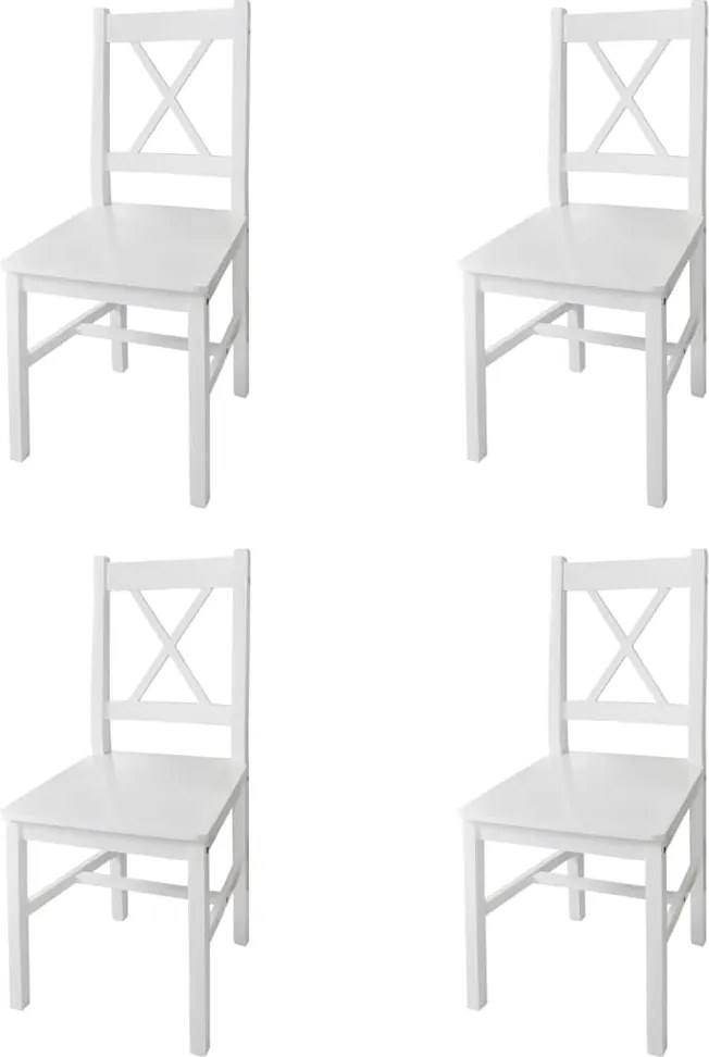 vidaXL Scaune de bucătărie, 4 buc., alb, lemn de pin