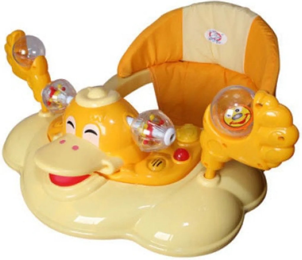 Premergator Reglabil in 3 Trepte NOVOKIDS™ Happy Duck , Ratusca, Pliabil, 8 Roti, Cu Melodii,Galben cu Portocaliu